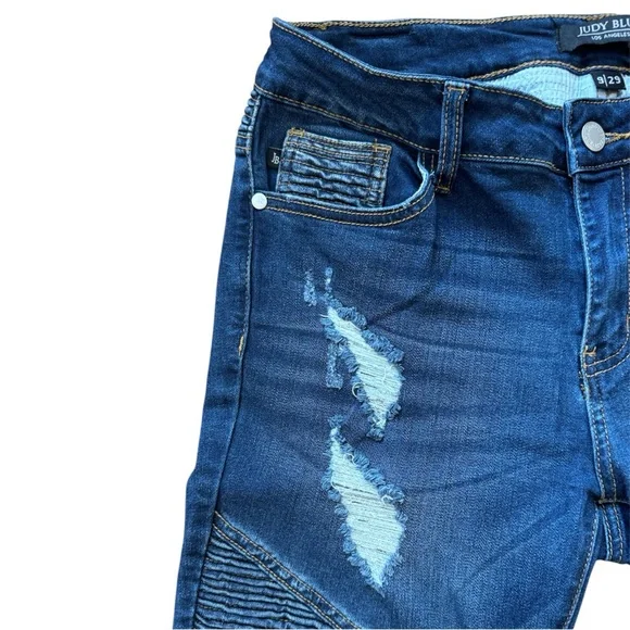 Judy Blue Women 9/29 Jeans Skinny Fit Style JB8469 Distressed Moto Denim Grunge - Picture 7 of 16